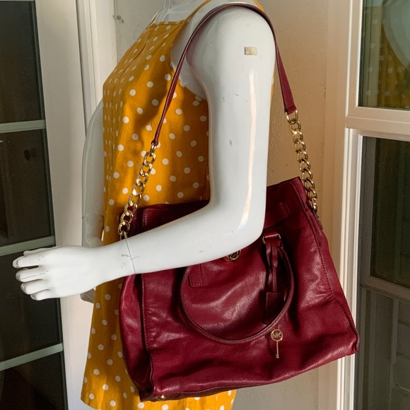 Michael Kors Burgundy Leather Satchel - Picture 1 of 9